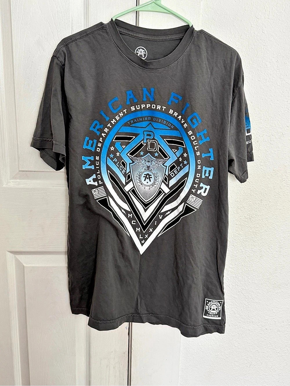 American Fighter Men's Graphic Tee Gray & Blue XL